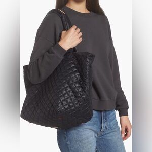 Medium metro deluxe quilted nylon tote